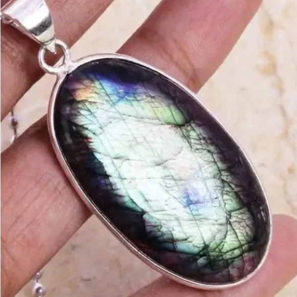Large labradorite silver pendants - Picture 2 of 2